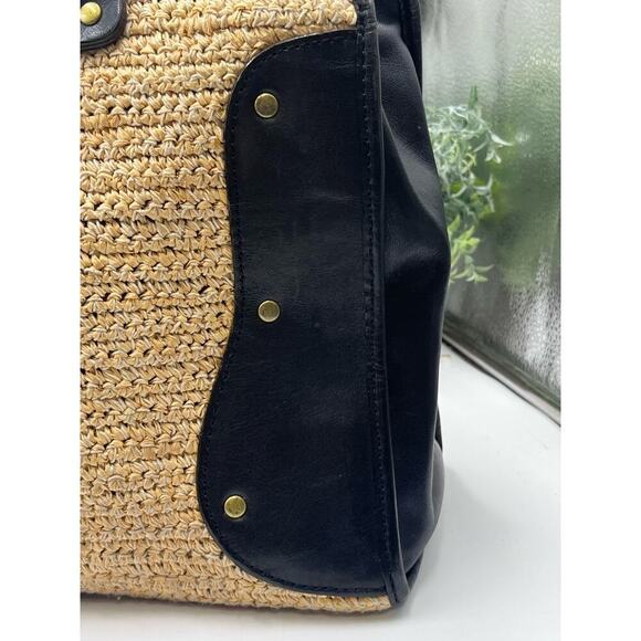Michael‎ Kors Vintage Leather and Wicker Braided Straw Woven Shoulder Bag - Picture 9 of 16